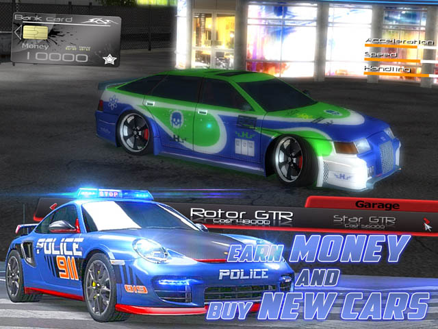 Street Racers Vs Police Скриншот и Подсказка 3. Зарабатывай деньги и покупай новые машины!