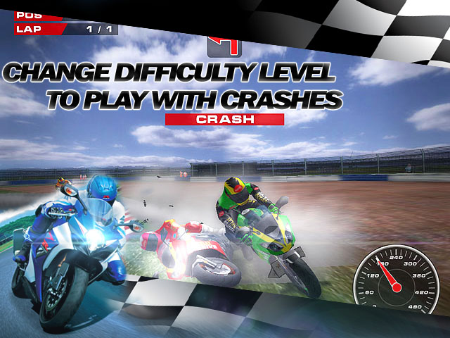 Super Bikes Race Screenshot and Hint 2. Change difficulty level to play with crashes!