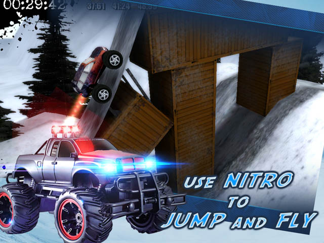 Monster Truck Trials Arctic Скриншот и Подсказка 1. Используй нитро-ускорение, чтобы перепрыгивать и перелетать через препятствия!