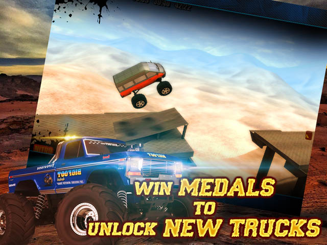 Monster Truck Trials Скриншот и Подсказка 3. Выигрывай медали, чтобы разблокировать новые грузовики!